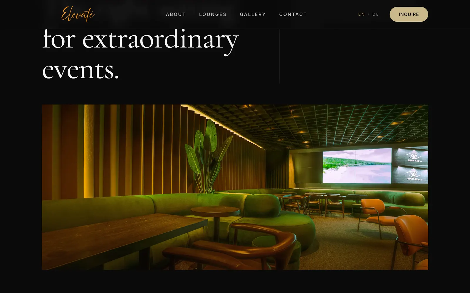 The lounges section of the venue site